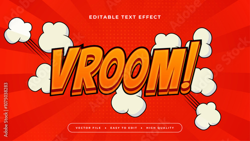 Orange Red and White Vroom 3d Editable Text Effect - Font Style