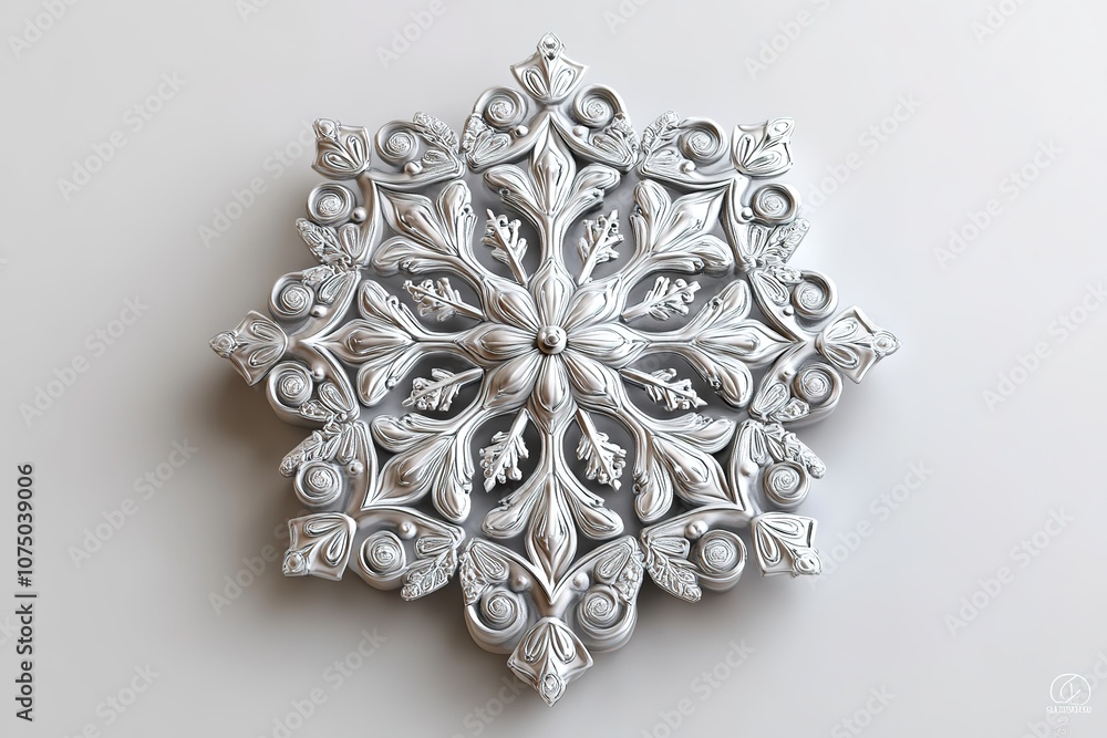 Intricate snowflake design with ornate details Intricate snowflake design with ornate details