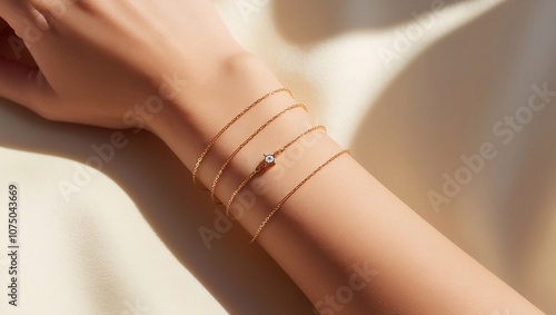 Permanent jewelry, a delicate gold chain elegantly wrapped around the wrist