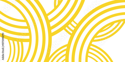 Doodle banner with yellow ramen pattern on white background. Wave abstract pattern.Doodle banner with yellow  pattern on white background. Wave abstract pattern.