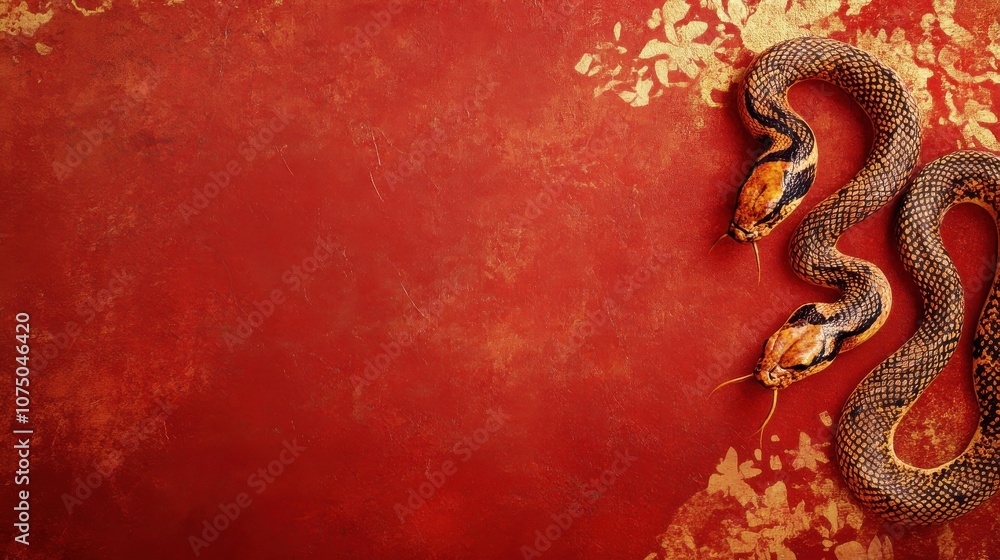 Chinese New Year Year of the Snake Background with Open Space for Text Chinese New Year Year of the Snake Background with Open Space for Text