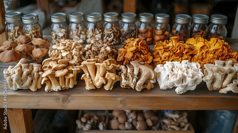 A variety of dried medicinal mushrooms A variety of dried medicinal mushrooms