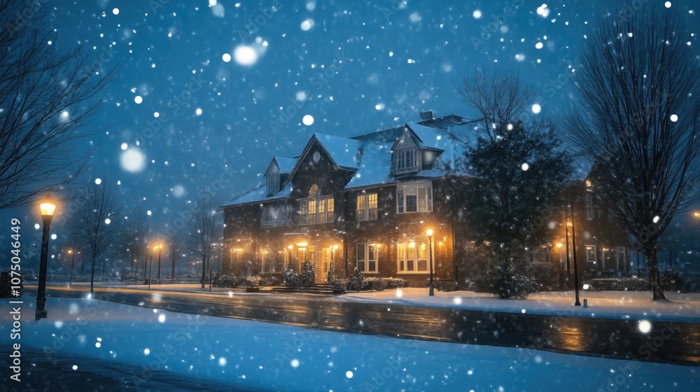 Snowflakes Falling Gently in a Winter Night Snowflakes Falling Gently in a Winter Night