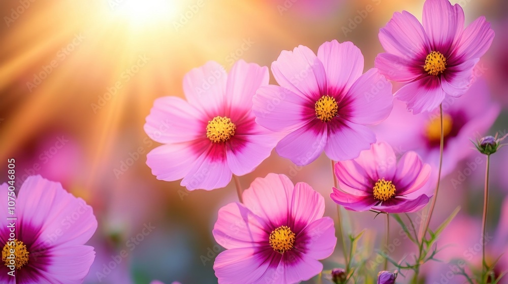 Blooming Wildflowers in Meadow at Sunrise Blooming Wildflowers in Meadow at Sunrise