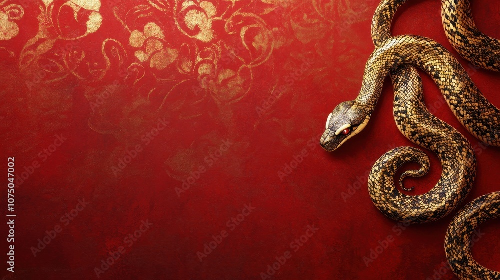 Chinese New Year Year of the Snake Background with Open Space for Text Chinese New Year Year of the Snake Background with Open Space for Text