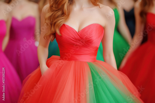 A vibrant display of colorful dresses perfect for celebrations and parties.