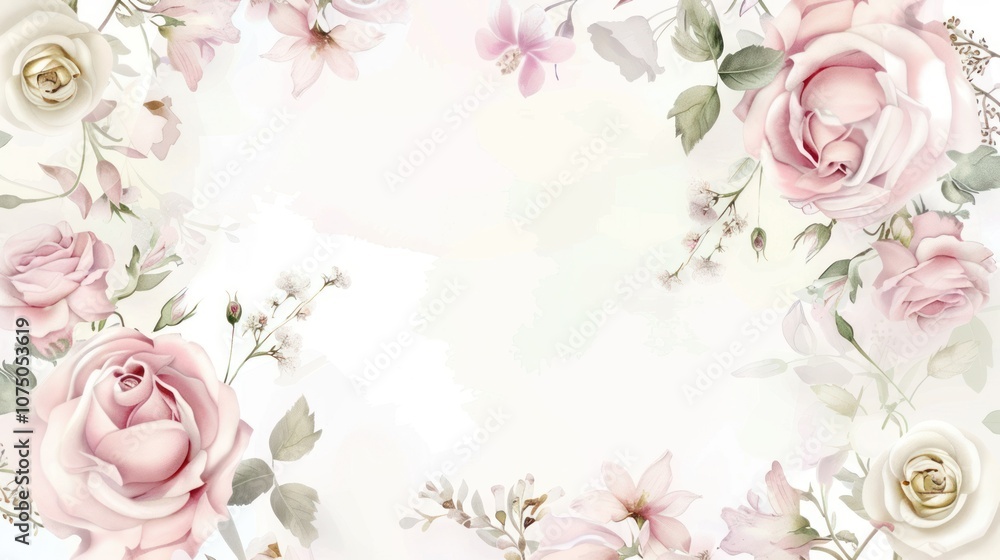 Fototapeta premium Delicate Floral Border