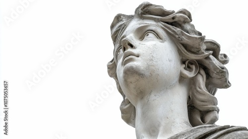 Garden statue on a white background, top view, sharp details