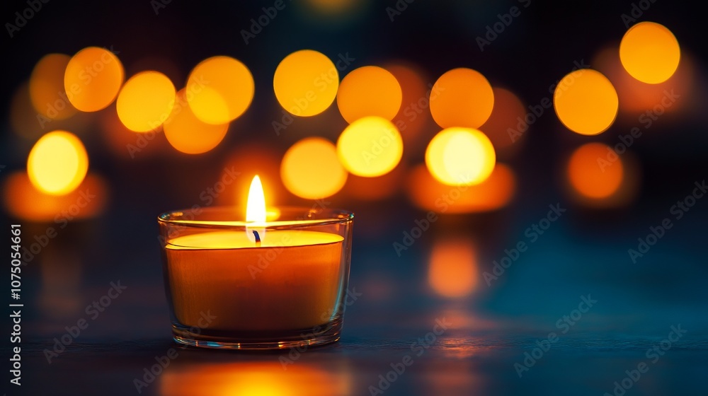 Single candle glowing in darkness with other candles. AI generated illustration Single candle glowing in darkness with other candles. AI generated illustration