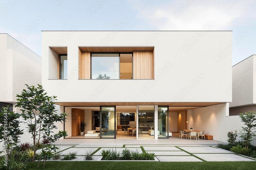 Minimalist, modern residential architectural design. Minimalist, modern residential architectural design.