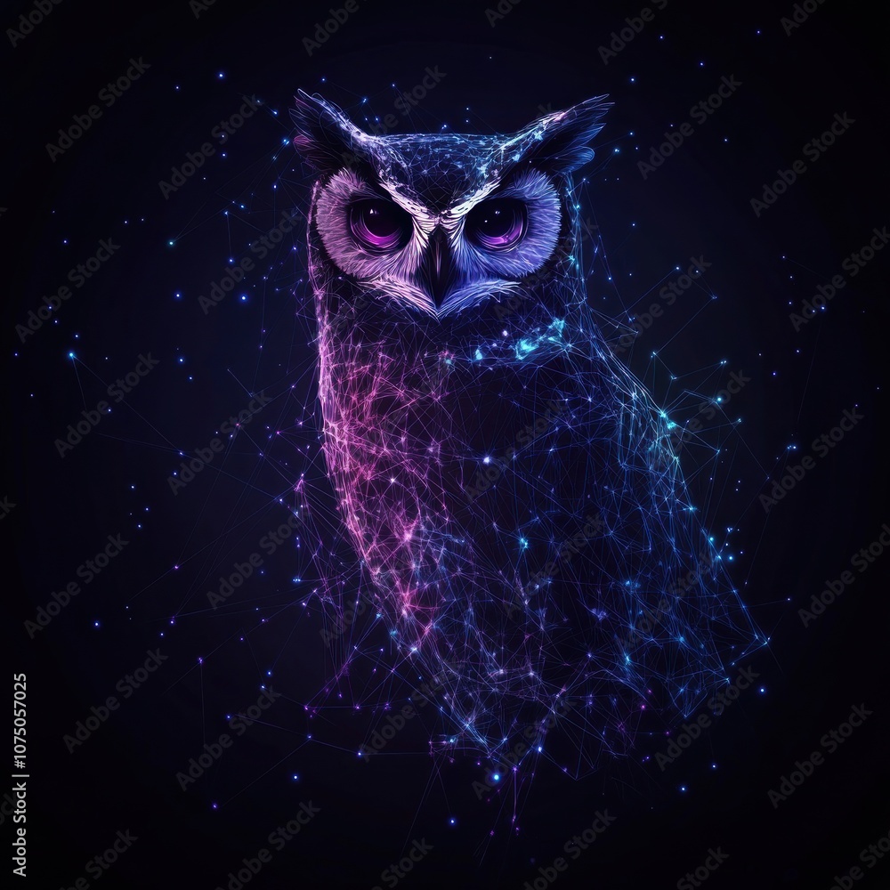 Fototapeta premium Owl in the Night - A Digital Portrait
