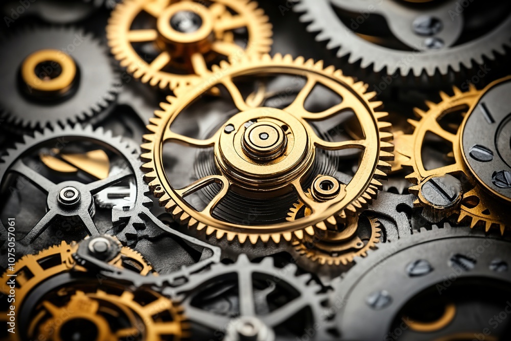 A macro photograph of intricate clock gears and cogs interlocking together. The metallic textures are highlighted in antique gold and bronze tones, showcasing the craftsmanship. A macro photograph of intricate clock gears and cogs interlocking together. The metallic textures are highlighted in antique gold and bronze tones, showcasing the craftsmanship.
