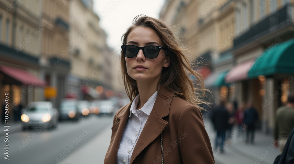 Chic Street Style Portraits of Woman in Urban Setting - Fashionable City Look with Sunglasses and Elegant Outfit Chic Street Style Portraits of Woman in Urban Setting - Fashionable City Look with Sunglasses and Elegant Outfit
