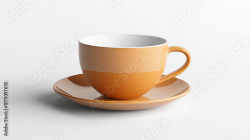 a coffee cup with a saucer isolated on a white background