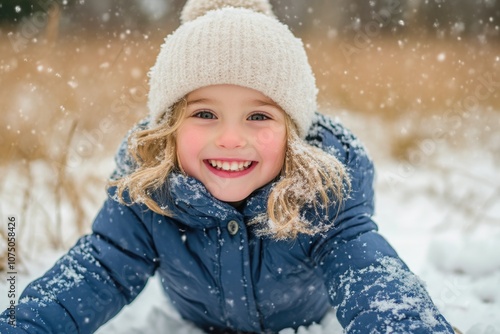 Smiling child embracing the winter season on Christmas day