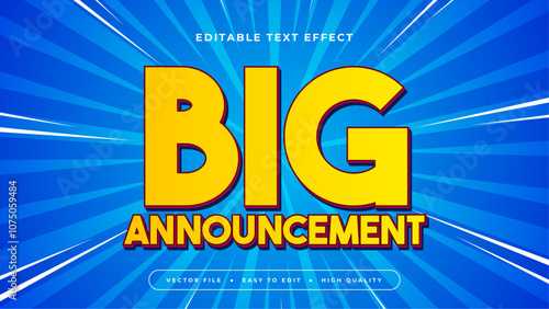 Blue and Yellow Big Announcement 3d Editable Text Effect - Font Style