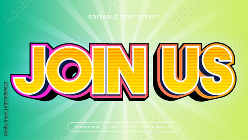 Pink Yellow and Green Join Us 3d Editable Text Effect - Font Style