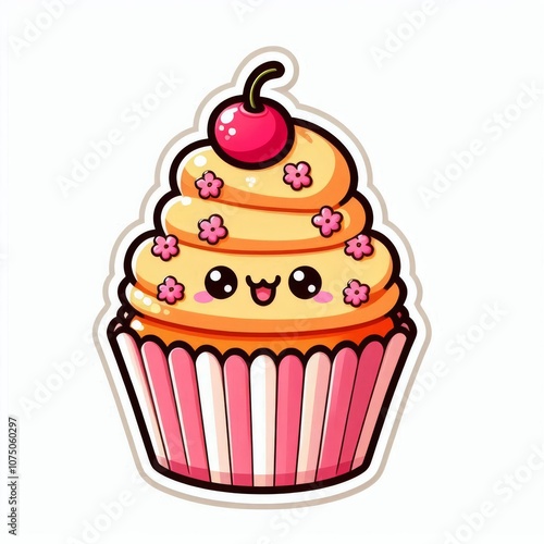 Cupcakes clip art stickers on white isolated background