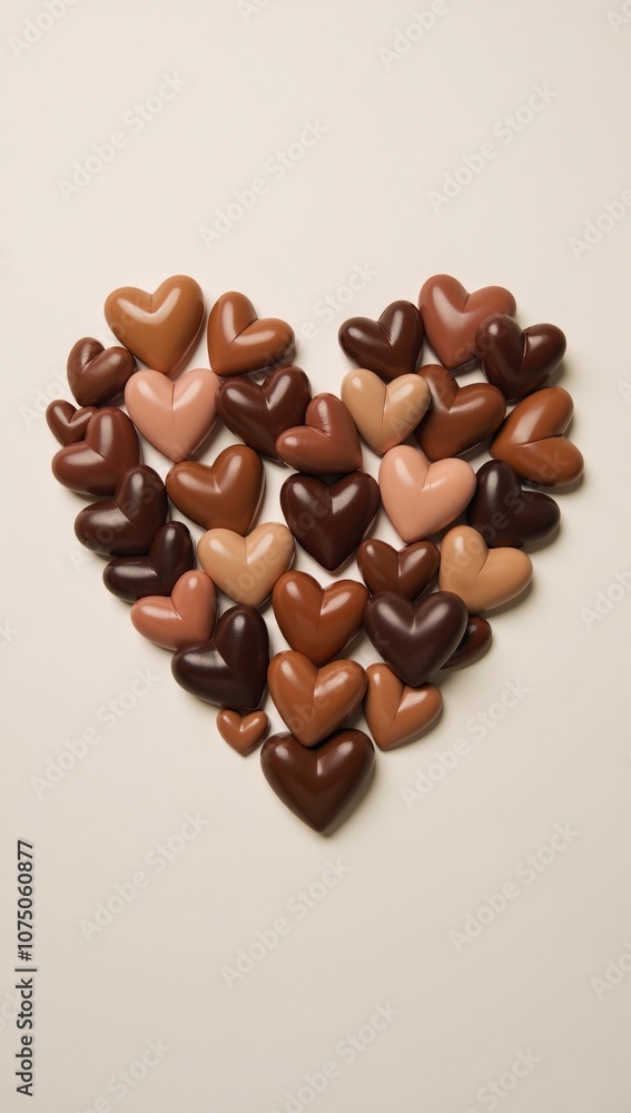 Fototapeta premium Heart made up of diverse shades of small hearts symbolizing various skin tones pale to dark brown as an emblem for diversity and race unity