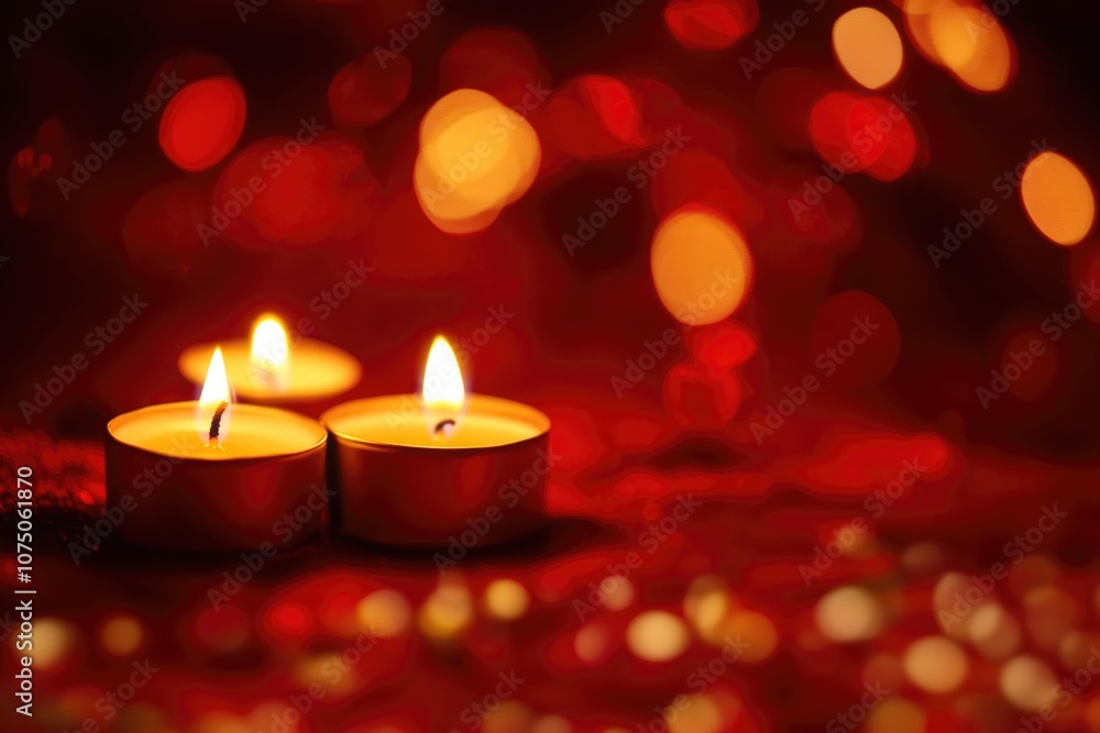 Close-Up of Flickering Christmas Candles with Holiday Spirit Close-Up of Flickering Christmas Candles with Holiday Spirit