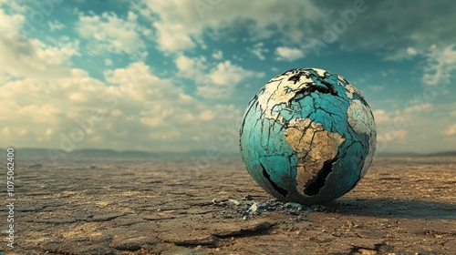 Fototapeta Naklejka Na Ścianę i Meble -  Cracked Planet: A Symbol of Environmental Crisis