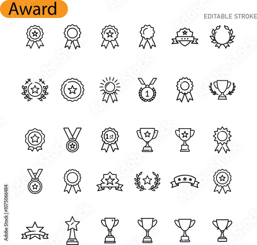Award Icons Recognition, Achievement, Success, Victory, Trophy