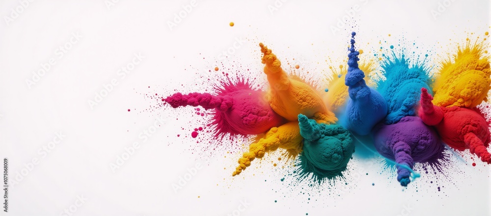 Vibrant explosion of colorful powder against stark white backdrop Neural Network Art Vibrant explosion of colorful powder against stark white backdrop Neural Network Art