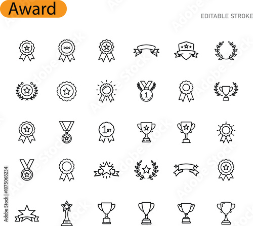 Award Icons Set Achievement, Recognition, Success