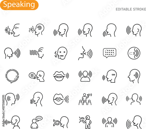 Communication, Speech, Vocalization, Dialogue, Conversation, Talking, Sound, Voice, Expression,  Icons