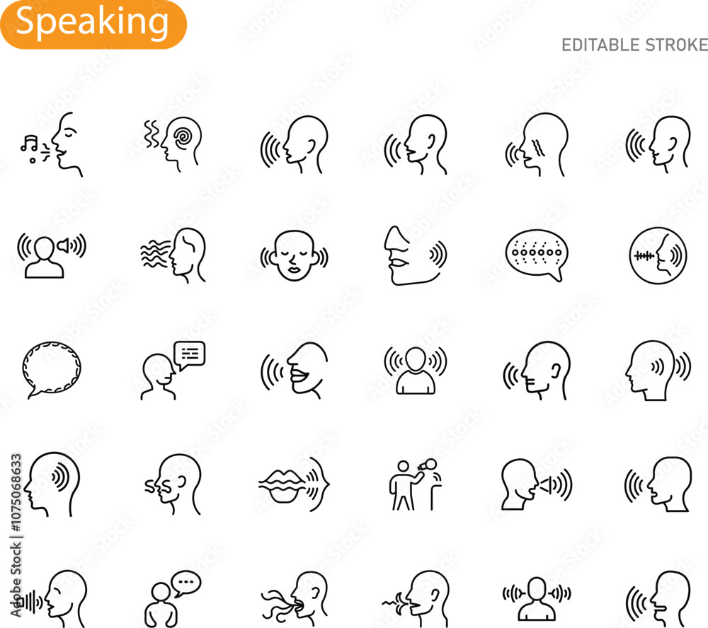 Obraz premium Communication Icons Speaking, Listening, and Sound