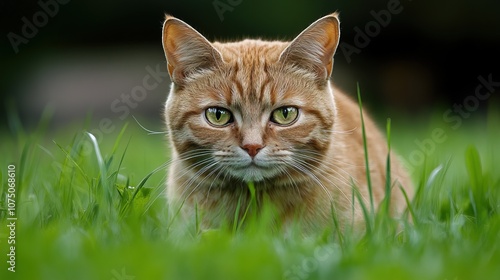 Wallpaper Mural Angry and surprised cat, Behind green grass Torontodigital.ca
