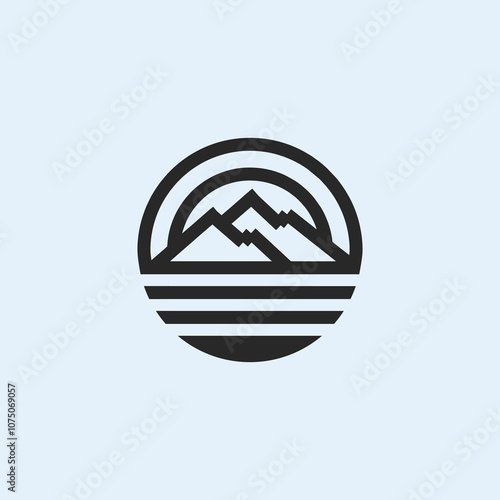 mountain and ocean vector logo design symbol icon to describe nature