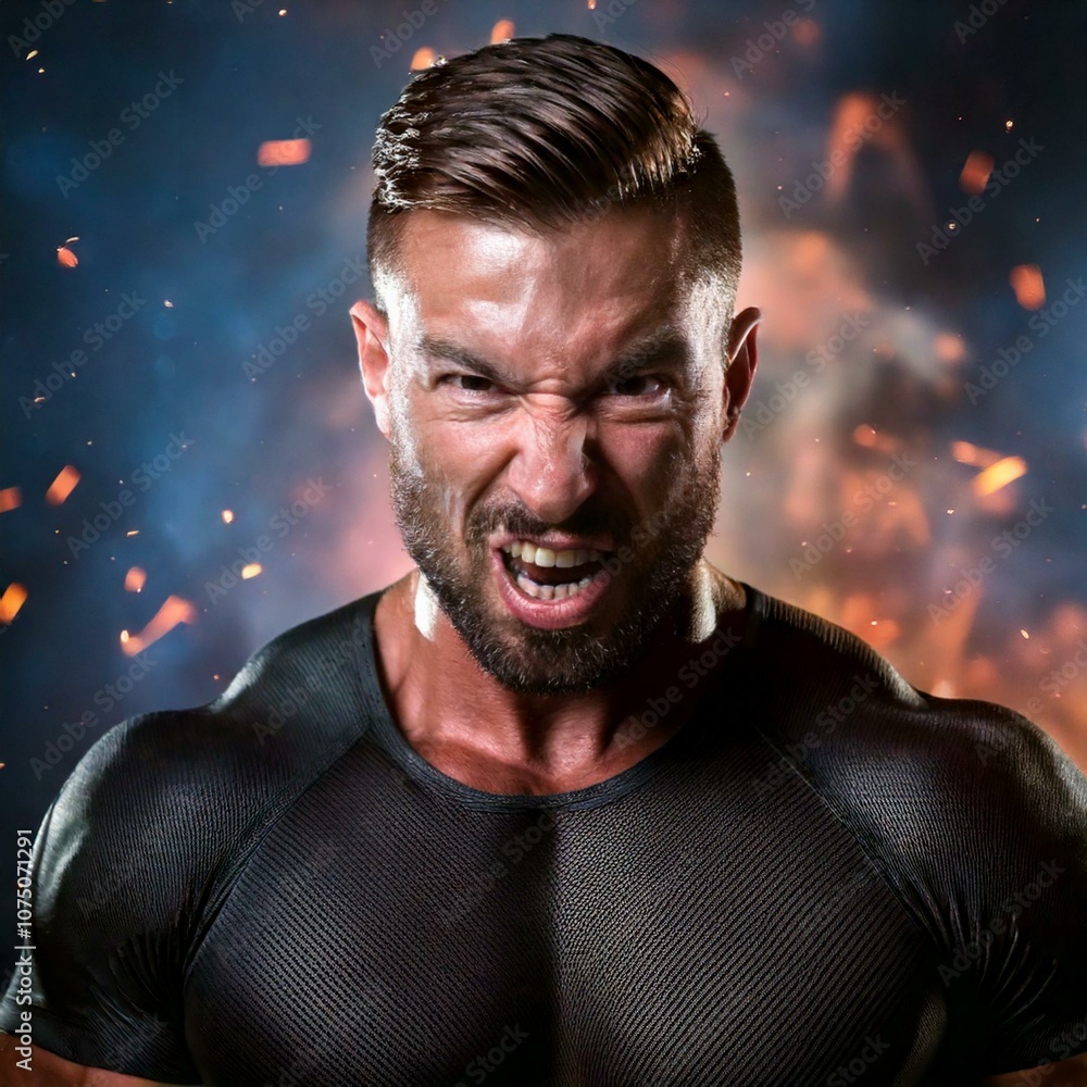 Man with Face Expressing Anger Man with Face Expressing Anger