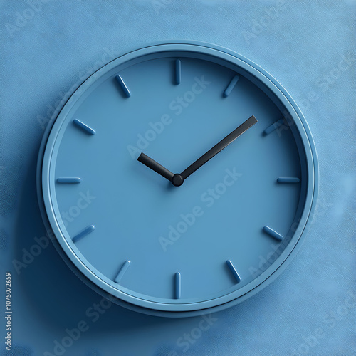 3D Illustration - Minimalist Blue Clock on Textured Background