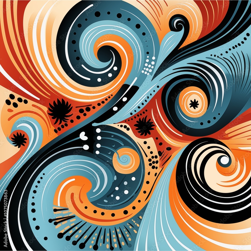 Colorful abstract pattern of circles and waves Colorful abstract pattern of circles and waves