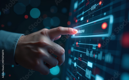 Standard operating procedure concept. Businessman use laptop with virtual SOP icons for the standard operating procedure with instruction, quality, process, operation, sequence, workflow.