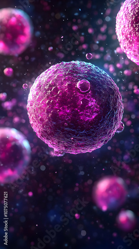 3D Render of Cells, Microscopic View, Biology Illustration