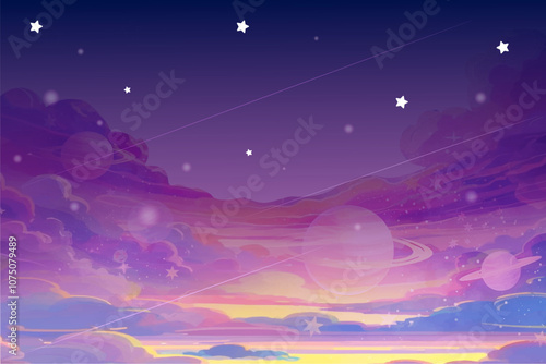 Abstract Colorfull Background Watercolor Beautiful fantasy landscape world digital art twinkling stars and the night sky is a good image for image elements