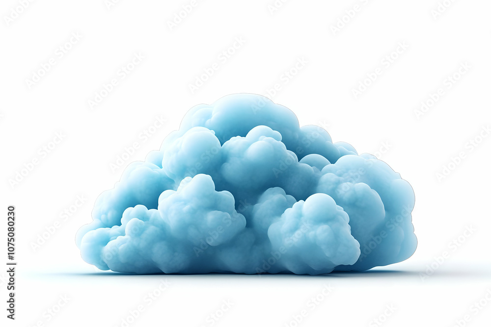 3D Cloud Illustration - Blue Smoke, White Background 3D Cloud Illustration - Blue Smoke, White Background