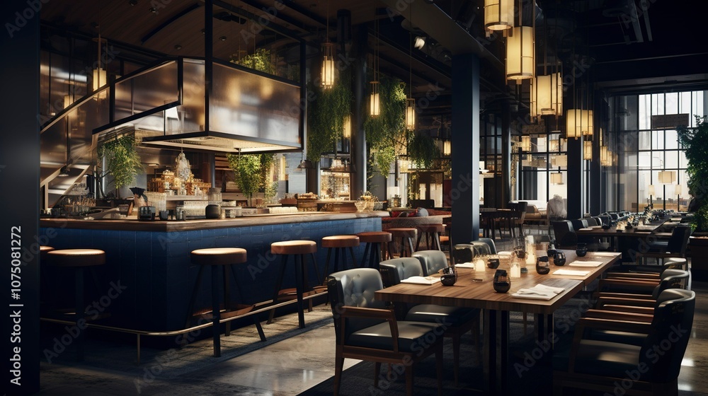 A photo of a fusion restaurant blending modern A photo of a fusion restaurant blending modern