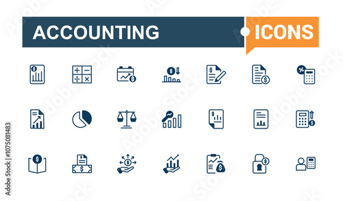 Accounting And Financial icons set in line style. Containing payment, deposit, accounting, financial, investment, management, . Minimalistic web and UI icons. Editable vector icon and illustration.