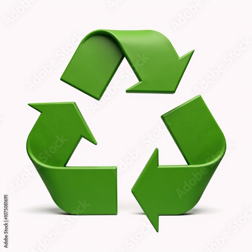 A recycling icon portrays an image of sustainability on a clean white backdrop