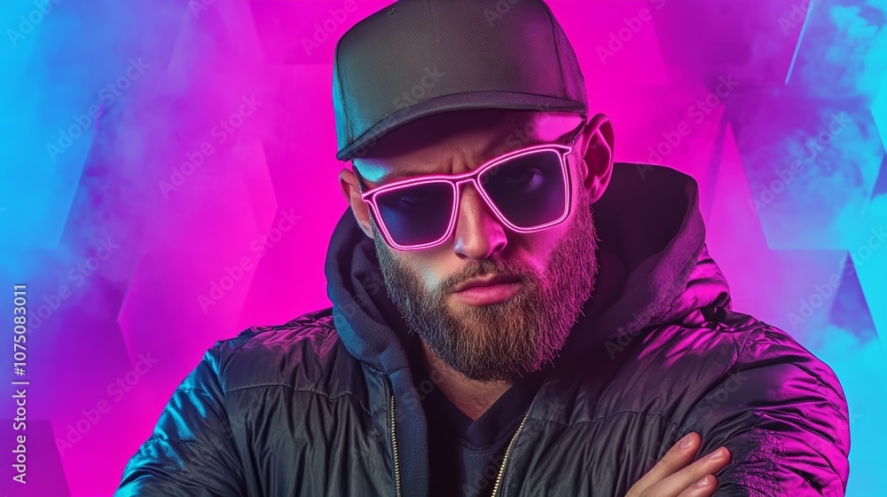 Stylish man with beard and sunglasses, a modern portrait capturing urban fashion cool confidence Stylish man with beard and sunglasses, a modern portrait capturing urban fashion cool confidence
