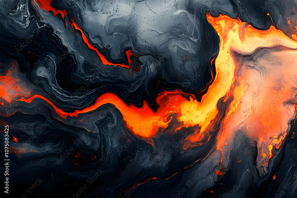 Abstract Background - Fiery Swirls of Orange and Black Abstract Background - Fiery Swirls of Orange and Black