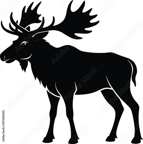 moose silhouette, deer silhouettes vector black  