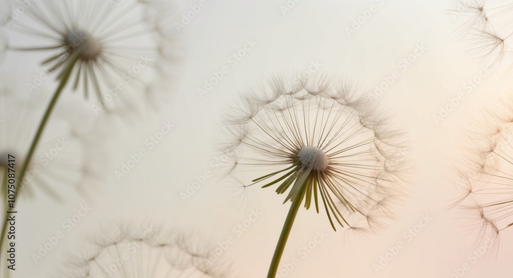 Dandelion flower or seed with fluff on soft gradient background. Dandelion flower or seed with fluff on soft gradient background.