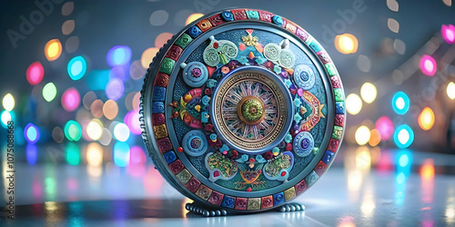 Macro Close Up Seollal Traditional Lunar Calendar Intricate Designs Vibrant Colors Symbolizing Korean Culture Heritage Ample Copy Space Photo Stock Concept SEO