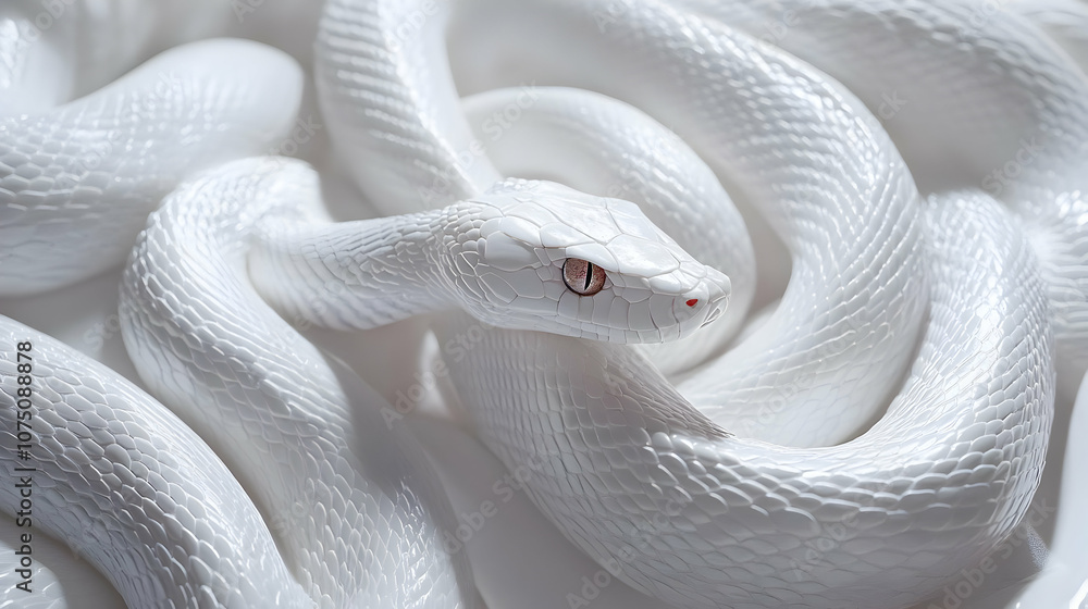 Fototapeta premium White Snake Illustration with Scales