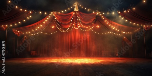 Illuminated Circus Tent Stage with Vibrant Lights and for Dramatic Performance