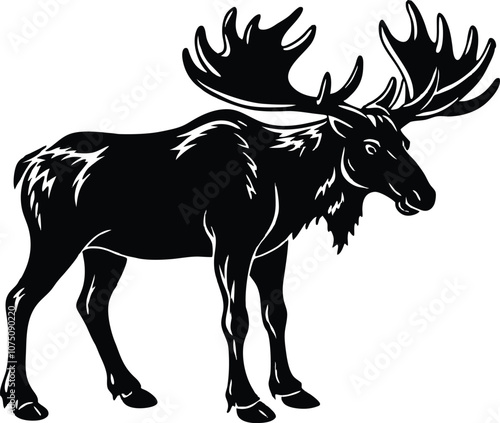 moose silhouette, deer silhouettes vector black  